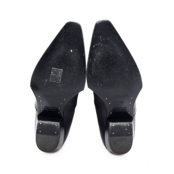 Hermes Women's Folk Knee High Boots Embroidered Leather 35 Black - Picture 4 of 5